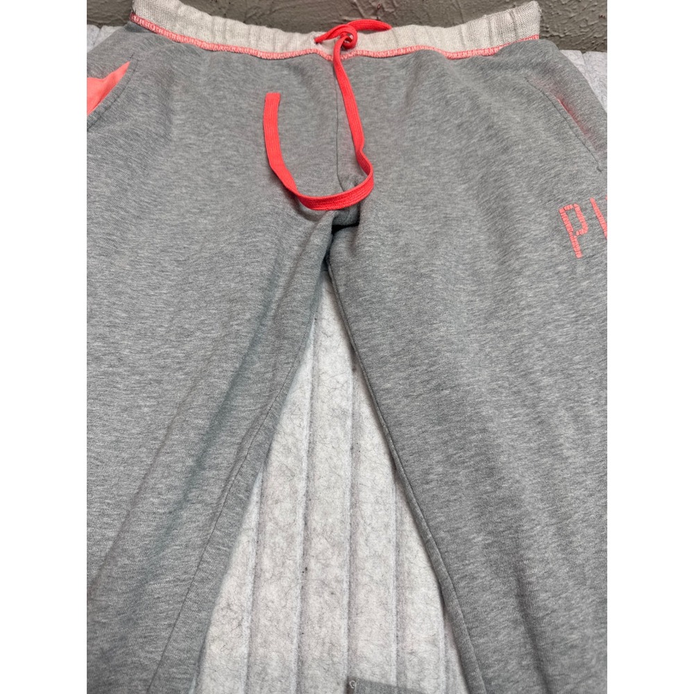 Victoria's Secret PINK Gray Neon Wide Leg Sweatpants Raw Hem Medium M